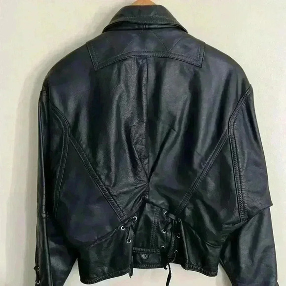 VINTAGE Rare 80's LEATHER BOMBER JACKET - Picture 4 of 5